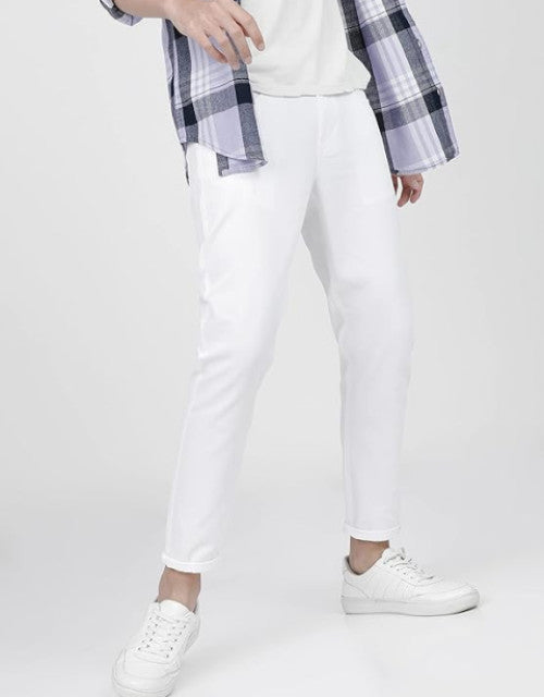Expertly crafted from durable stretchable material, these white slim fit jeans for men provide maximum comfort and a sleek, modern look. With a flattering fit and flexibility for easy movement, these jeans are a versatile addition to any wardrobe. Take on any day with confidence and style.