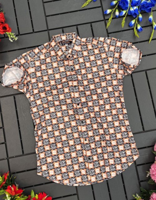 This men's slim fit casual shirt is perfect for any occasion. The half sleeves provide comfort and breathability, while the solid color adds a touch of sophistication. Constructed with high-quality materials, this shirt is both durable and stylish. Elevate your wardrobe with this versatile and fashionable shirt.