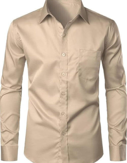 Stay sharp and comfortable with our Men's Stylish Casual Business Slim Fit Long Sleeve Shirt with Pocket. Designed for the modern man, our shirt features a slim fit for a polished look, long sleeves to keep you covered, and a convenient pocket for added functionality. Upgrade your wardrobe today.