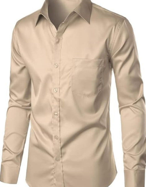 Stay sharp and comfortable with our Men's Stylish Casual Business Slim Fit Long Sleeve Shirt with Pocket. Designed for the modern man, our shirt features a slim fit for a polished look, long sleeves to keep you covered, and a convenient pocket for added functionality. Upgrade your wardrobe today.