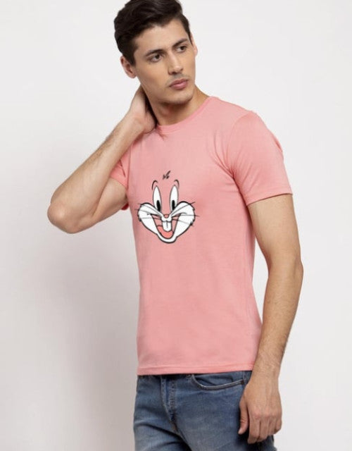 Expertly crafted from high-quality cotton material, this Pink Mens Yellow Cotton Printed T Shirt with a Round Neck combines style and comfort in one. Its vibrant colors and unique design make it a standout piece in any wardrobe. Upgrade your casual look with this must-have shirt.
