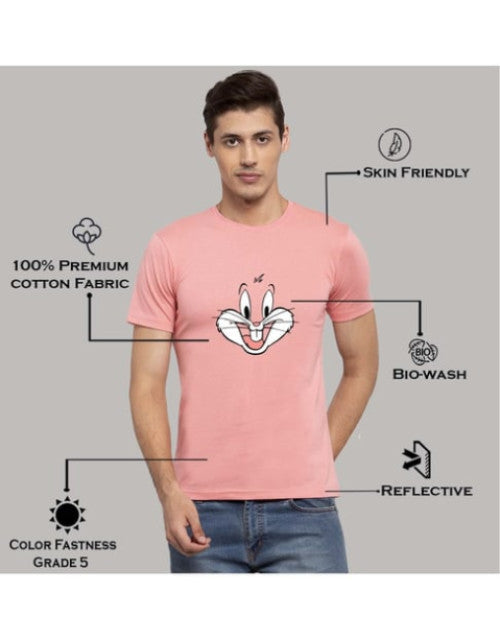 Expertly crafted from high-quality cotton material, this Pink Mens Yellow Cotton Printed T Shirt with a Round Neck combines style and comfort in one. Its vibrant colors and unique design make it a standout piece in any wardrobe. Upgrade your casual look with this must-have shirt.
