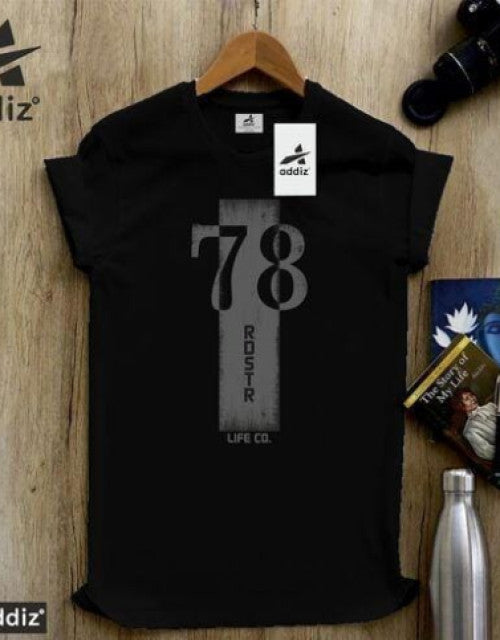 Tee town Men Typography Round Black T-Shirt
