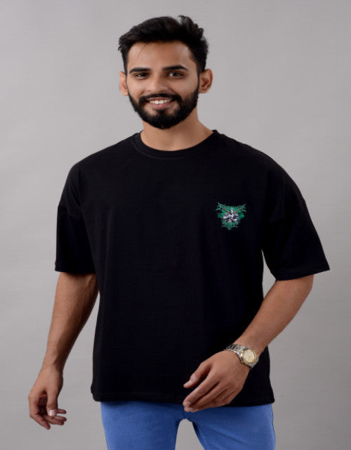 Expertly crafted for style and comfort, this Zoro Men's oversized fit t-shirt features a striking graphic print on premium black fabric. The half-sleeve, round neck design offers a contemporary silhouette that pairs effortlessly with any casual ensemble. Available in multiple sizes (M-XXL) to ensure the perfect relaxed fit for your body type.