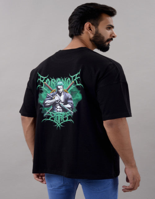 Expertly crafted for style and comfort, this Zoro Men's oversized fit t-shirt features a striking graphic print on premium black fabric. The half-sleeve, round neck design offers a contemporary silhouette that pairs effortlessly with any casual ensemble. Available in multiple sizes (M-XXL) to ensure the perfect relaxed fit for your body type.