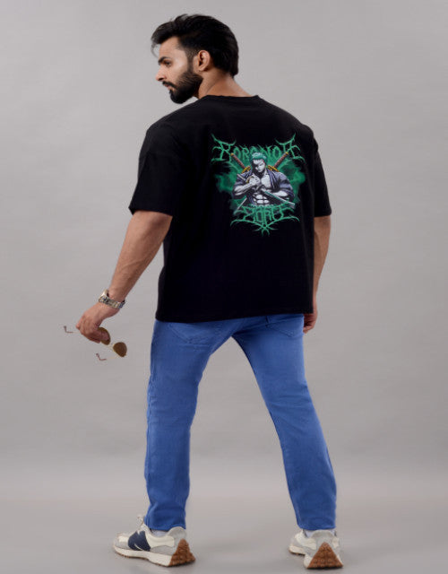 Expertly crafted for style and comfort, this Zoro Men's oversized fit t-shirt features a striking graphic print on premium black fabric. The half-sleeve, round neck design offers a contemporary silhouette that pairs effortlessly with any casual ensemble. Available in multiple sizes (M-XXL) to ensure the perfect relaxed fit for your body type.